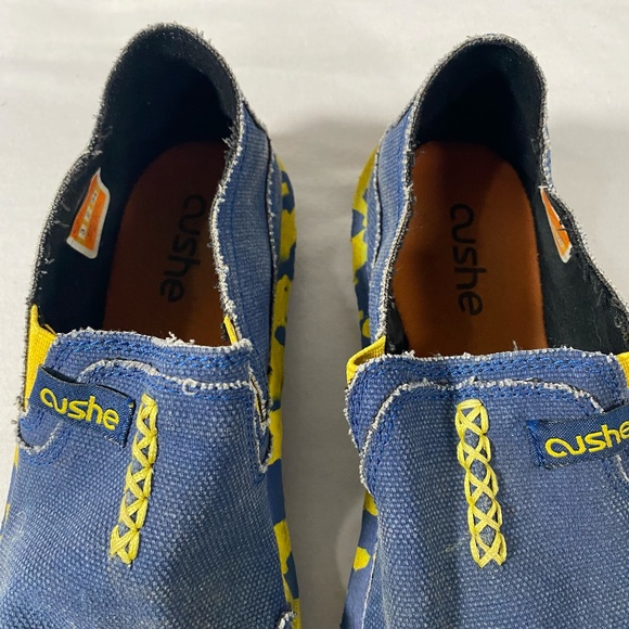 Cushe Slipper Slip On Blue Yellow Camo Casual Canvas Shoes Youth Size 4 - Picture 3 of 10